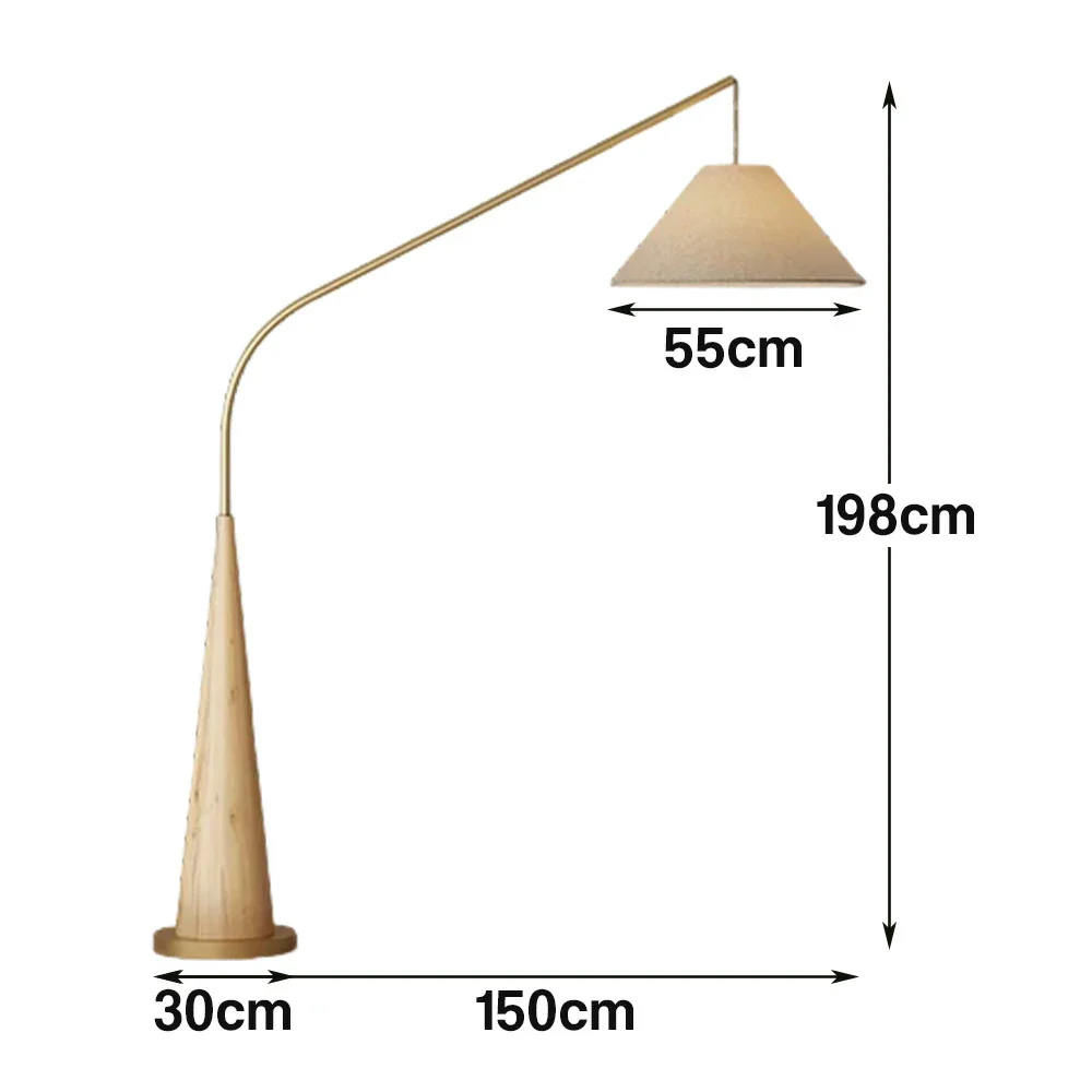LIVARA Floor Lamp Soft Eye-Care Lighting Linen Fabric Shade Iron Frame Flicker-Free Design - Wood - Image 5