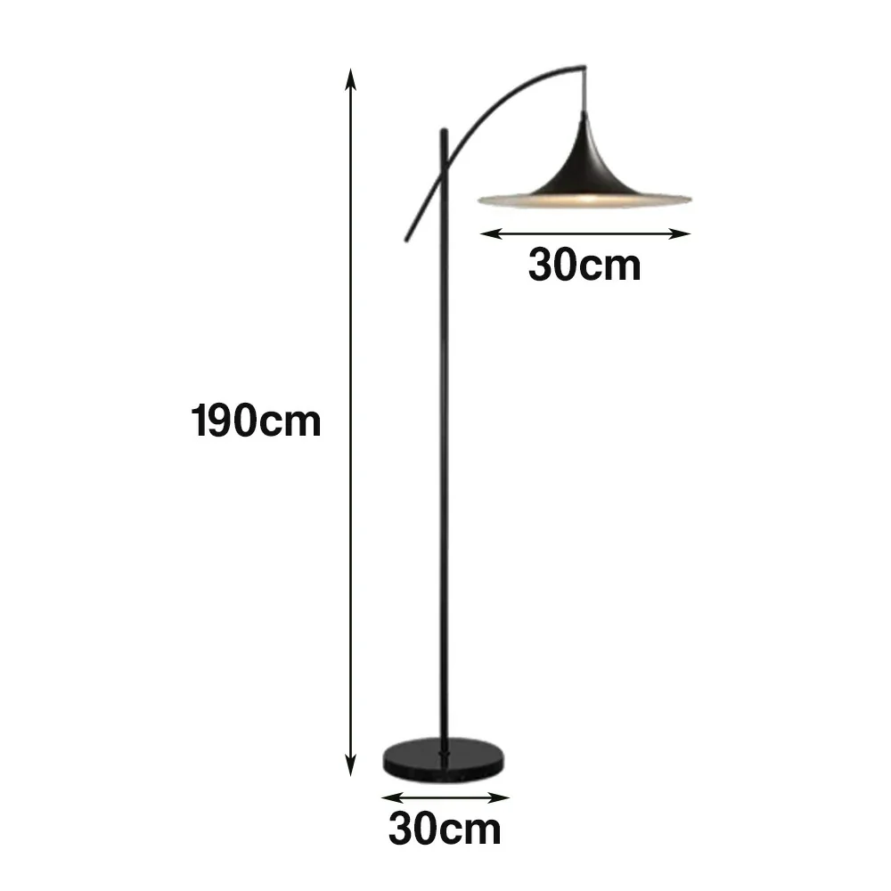 LIVARA Floor Lamp Soft Ambient Lighting UFO-Style Shade Metal & Marble Base Premium Design - Black - Image 6